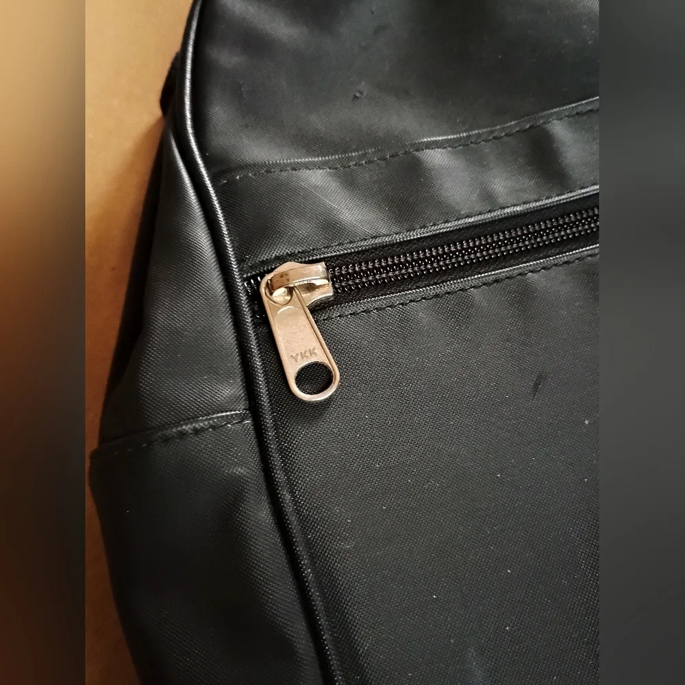 Jon Hart Design Black And Tan Coated Canvas Backpack With Monogram Travel Bag